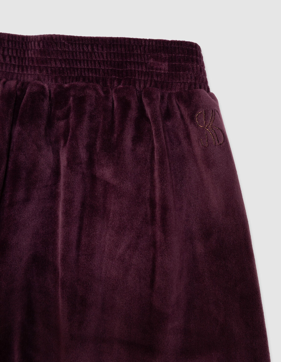 pantalones deportivos anchos de terciopelo burdeos para niña