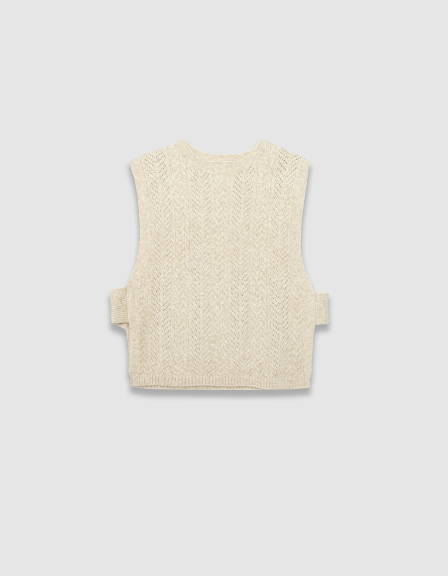 top de tirantes sin mangas de punto beige para mujer