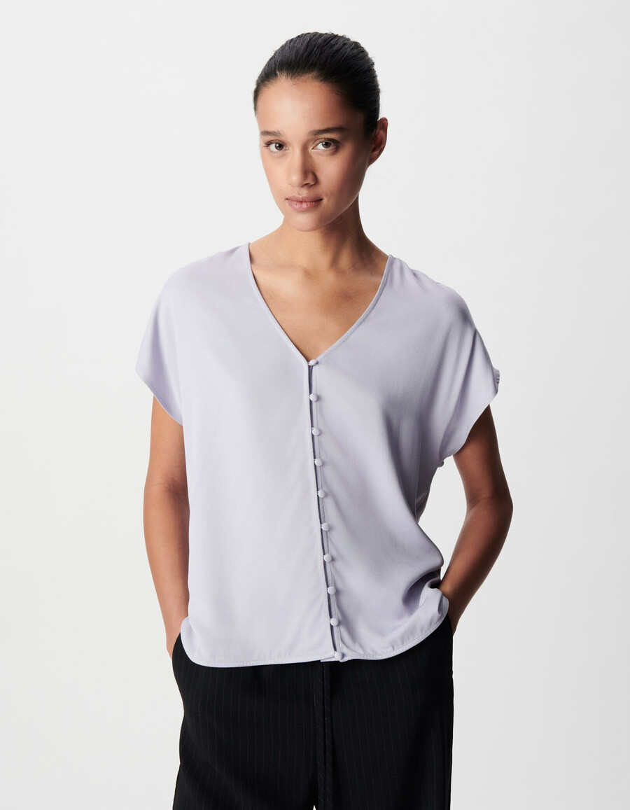 top reversible de manga corta lila para mujer delanteatrás