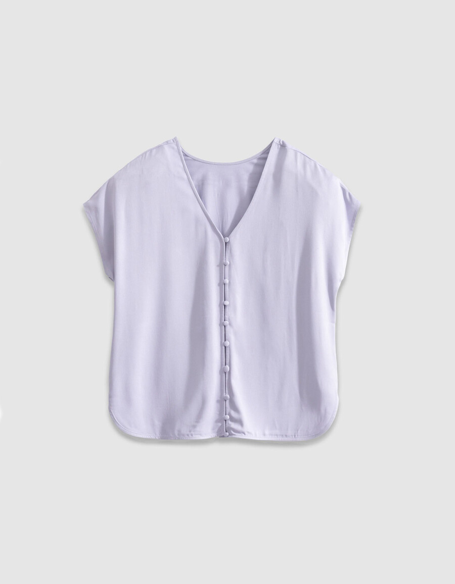 top reversible de manga corta lila para mujer delanteatrás