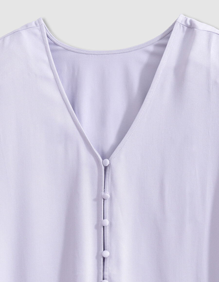 top reversible de manga corta lila para mujer delanteatrás