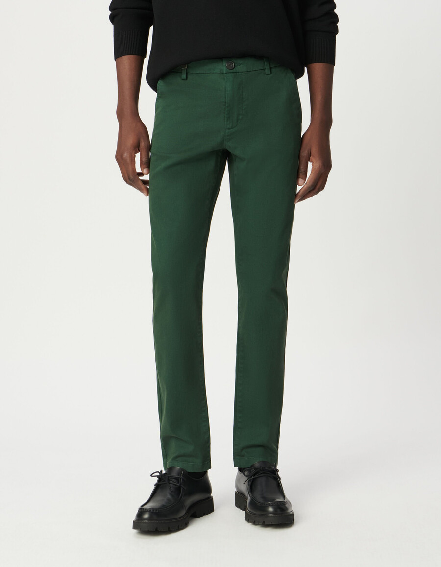 pantalones chinos ajustados verdes para hombre