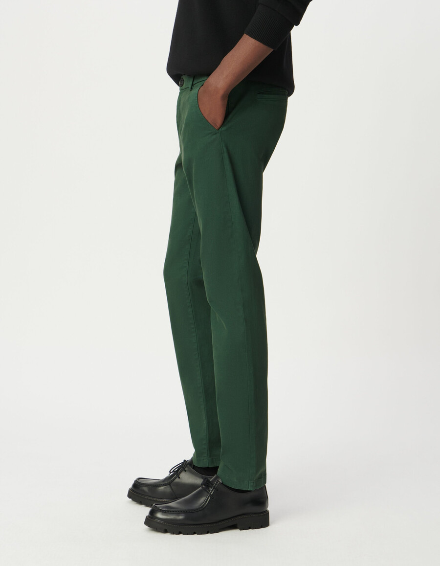 pantalones chinos ajustados verdes para hombre