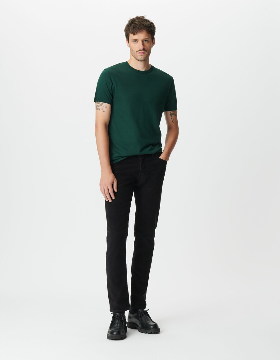 pantalones ajustados de pana negra para hombre