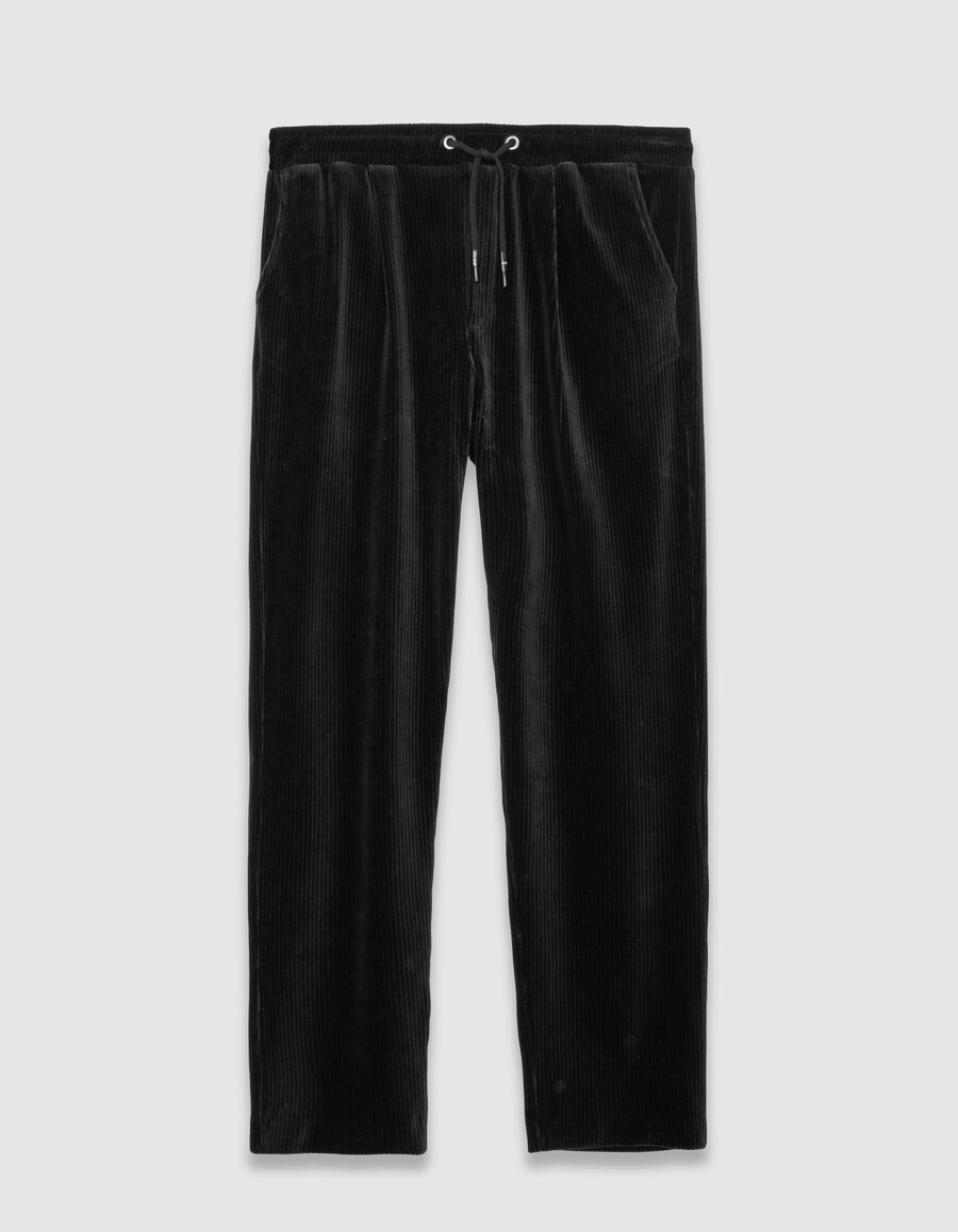 joggers negros de pana con cintura elástica para hombre