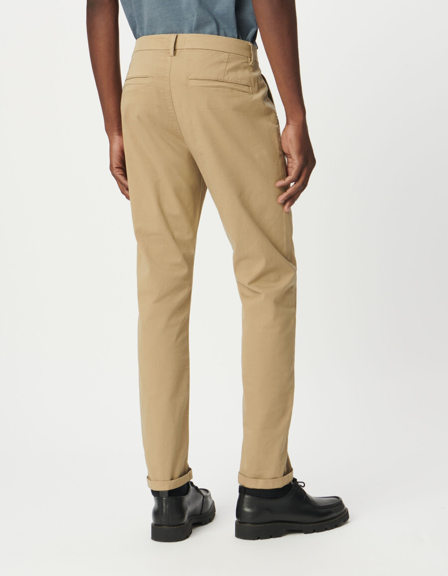 pantalones chinos rectos ajustados beige para hombre