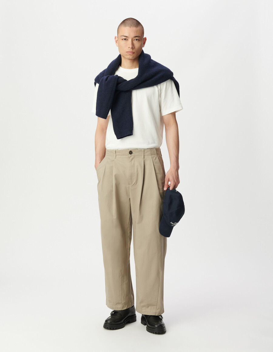pantalones beige holgados para hombre