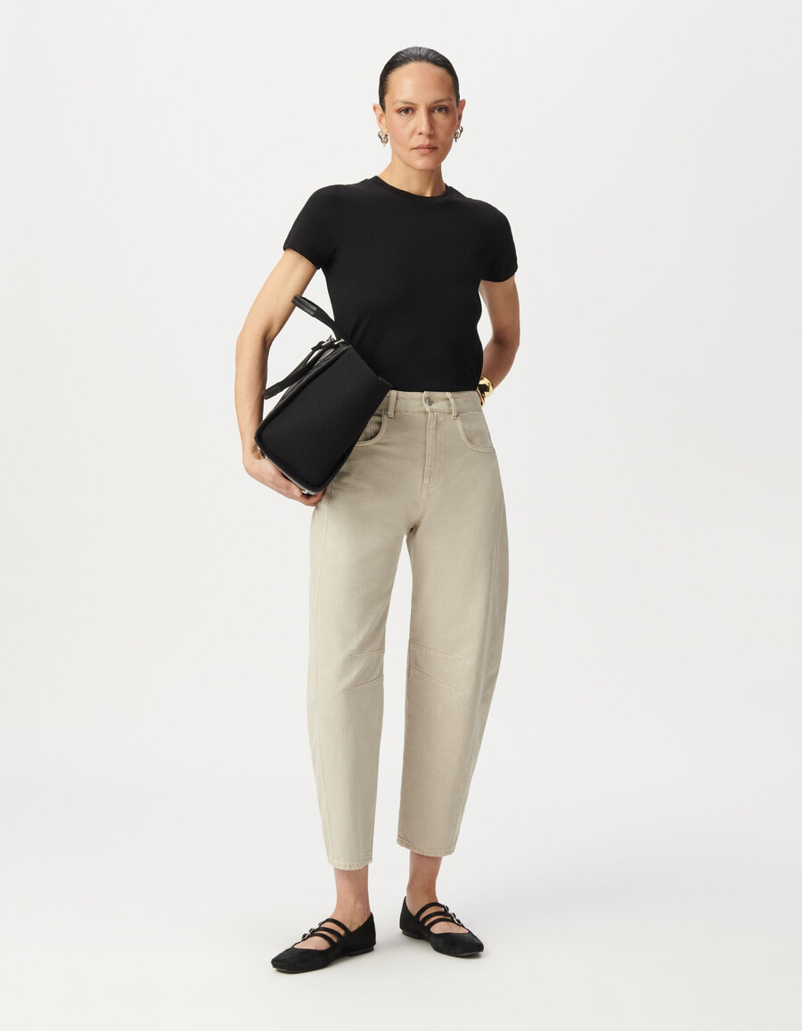 vaqueros gabrielle balloon beige para mujer