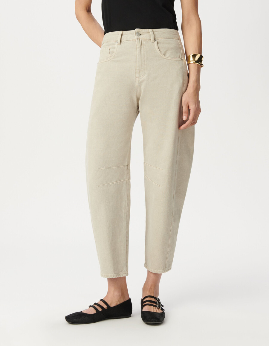 vaqueros gabrielle balloon beige para mujer