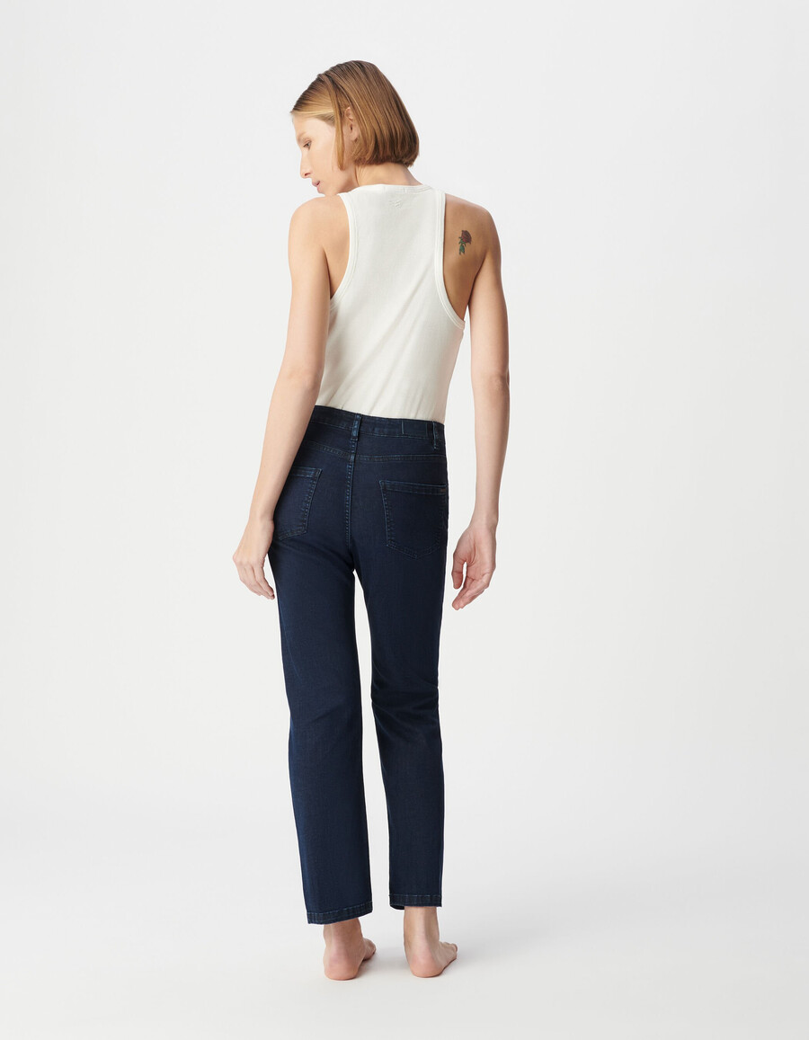vaqueros rectos powerstretch cropped azul oscuro para mujer