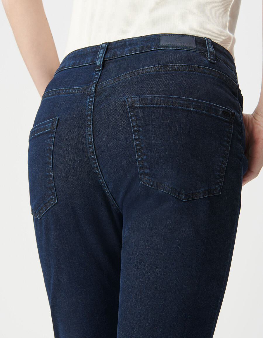 vaqueros rectos powerstretch cropped azul oscuro para mujer
